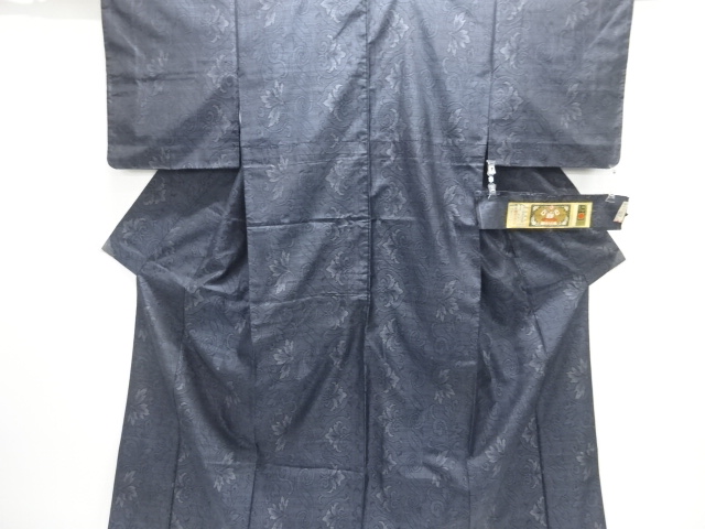 JAPANESE KIMONO / DORO OSHIMA TSUMUGI / WOVEN FLOWER ARABESQUE